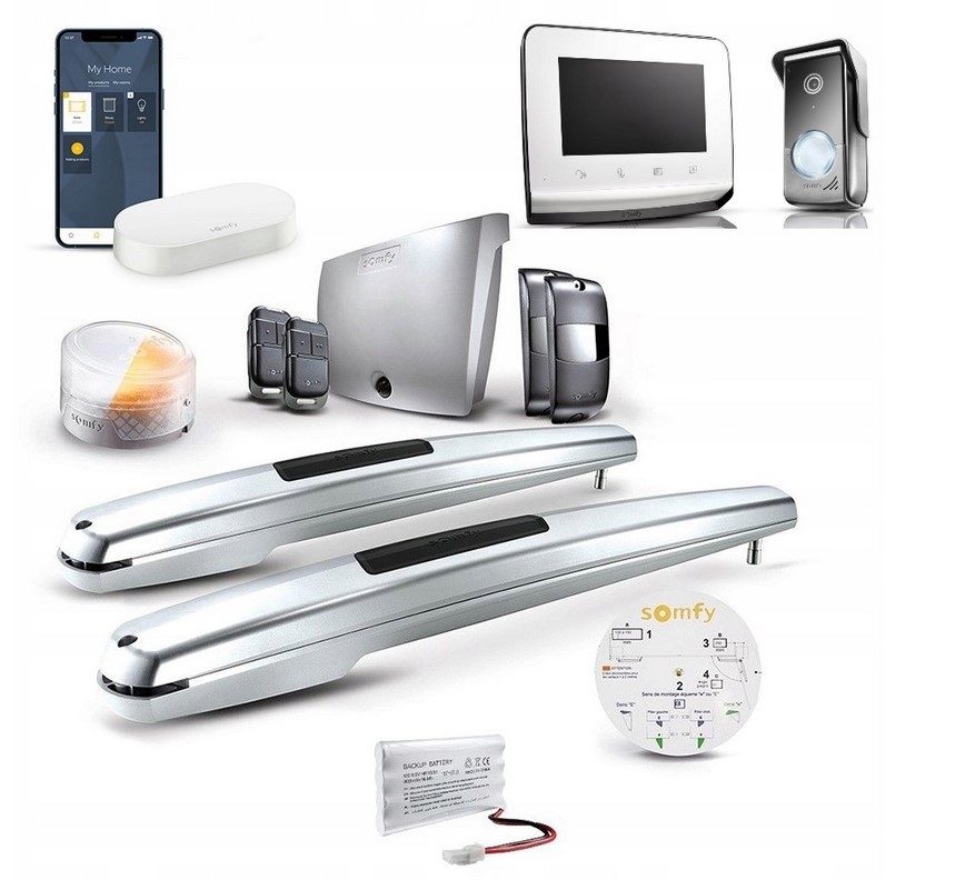 Somfy napęd do bram dwuskrzydłowych Exavia Star + Connectivity Kit + Wideodomofon V350