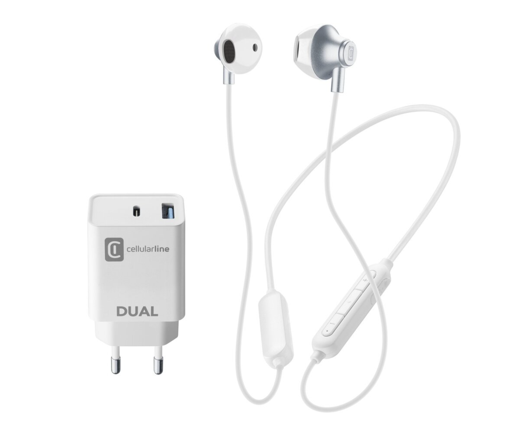 Ładowarka sieciowa CELLULARLINE PD 20W Biały + Słuchawki Bluetooth