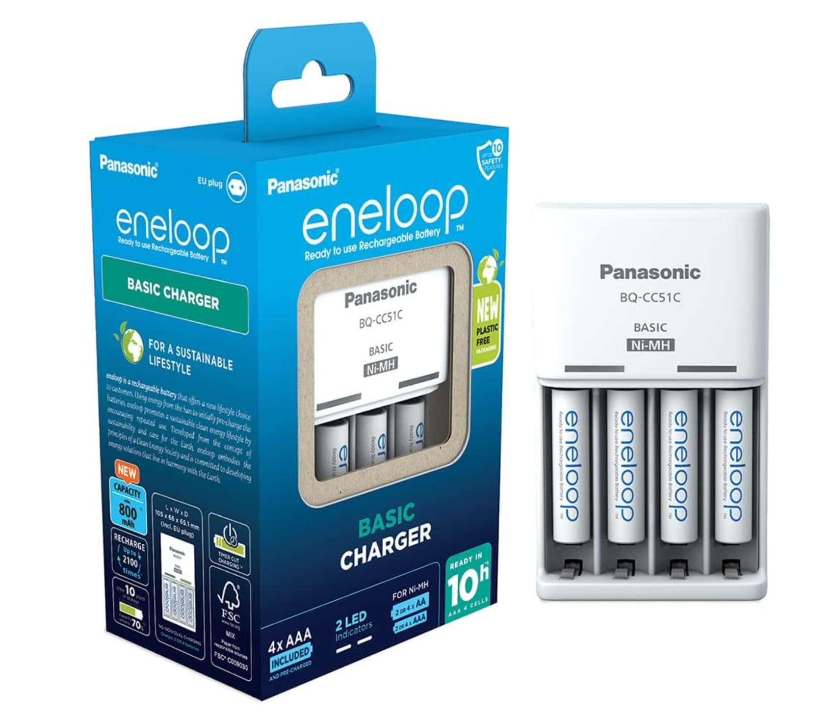 Ładowarka Panasonic Eneloop BQ-CC51Cic + 4 akumulatorki AAA 800 mAh