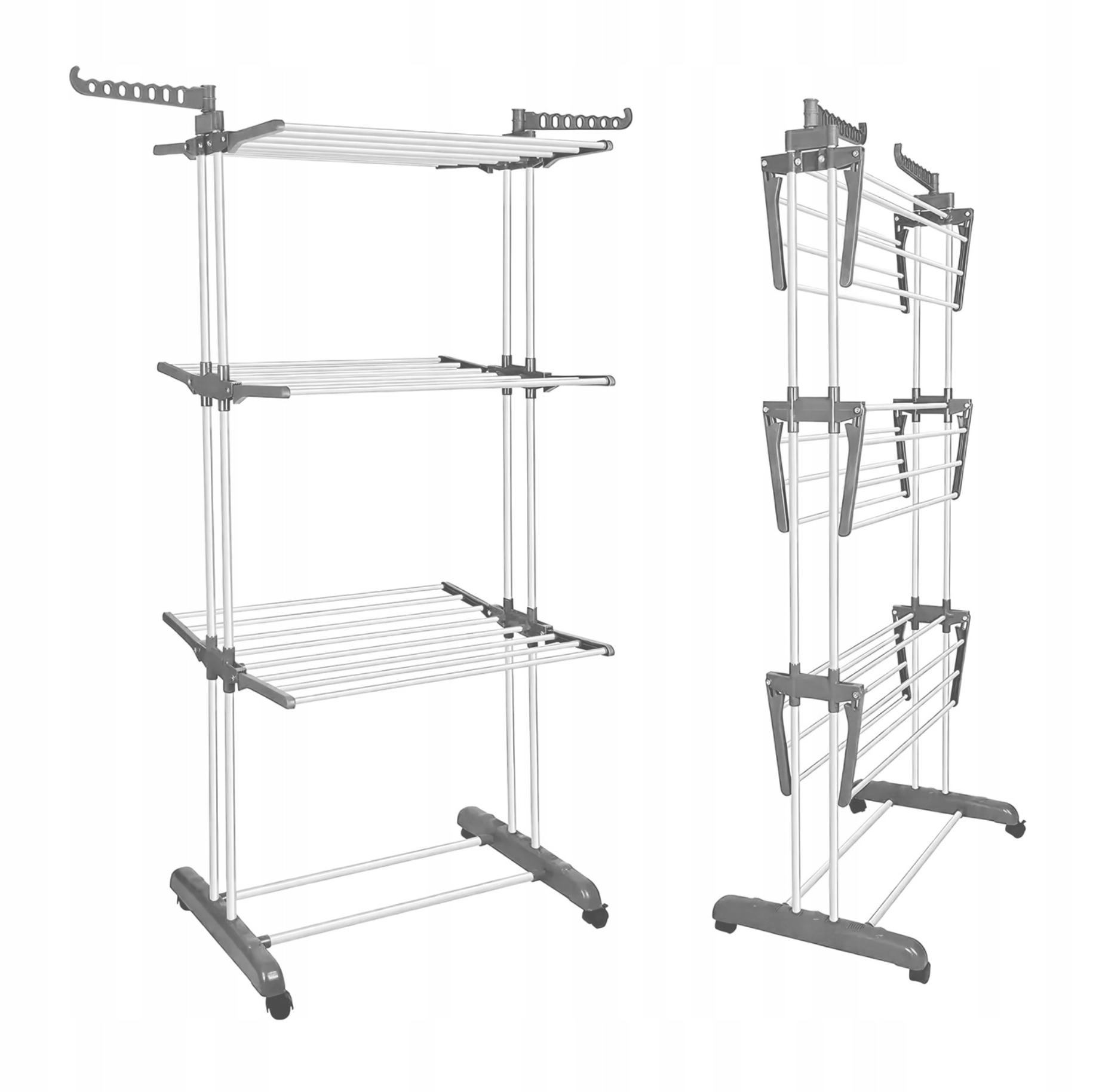 DUŻA PIONOWA SUSZARKA NA PRANIE I BIELIZNĘ SKŁADANA XXL 50 KG SZARA