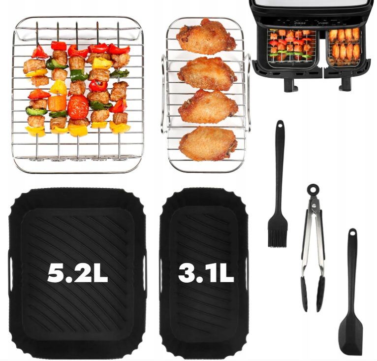 ZESTAW AKCESORIÓW DO FRYTKOWNICY AIRFRYER TEFAL EY9018 DUAL EASY FRY 5,2L