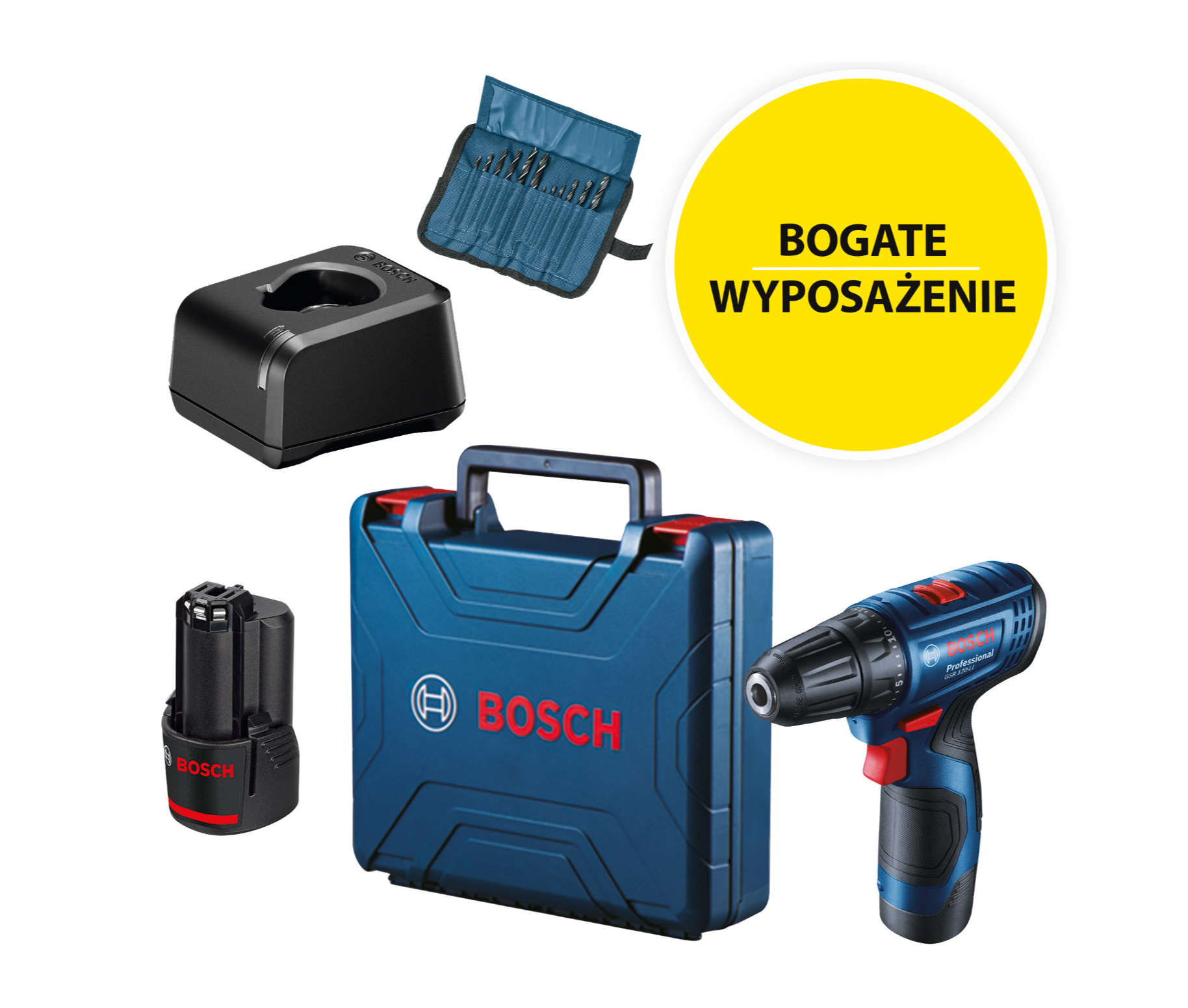 Wiertarko-wkrętarka BOSCH Professional GSR 120-LI 06019G8002 zestaw akumulatorów + osprzęt
