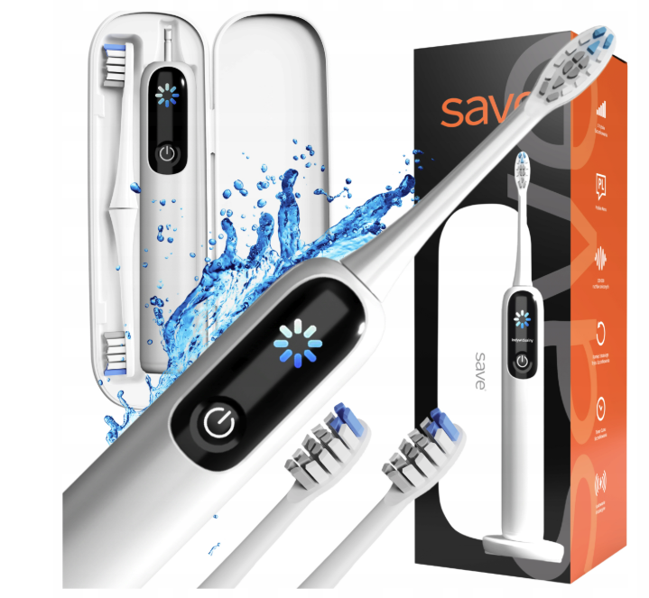 SZCZOTECZKA SONICZNA DO ZĘBÓW ELEKTRYCZNA POLSKIE MENU 2 NASADKI