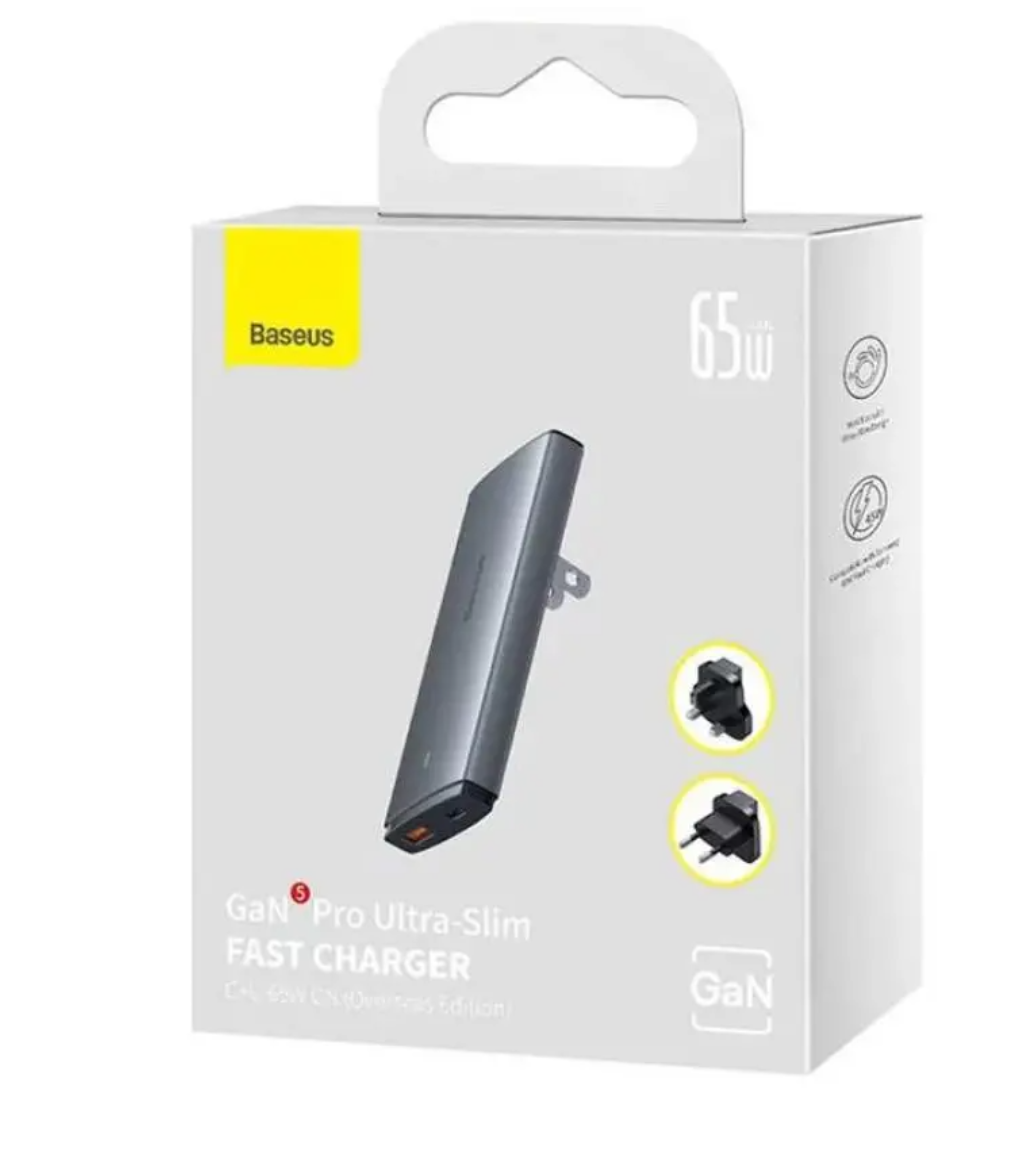 Ładowarka sieciowa Baseus GaN5 Pro Ultra-Slim Fast Charger C+U 65W wtyczka EU/UK