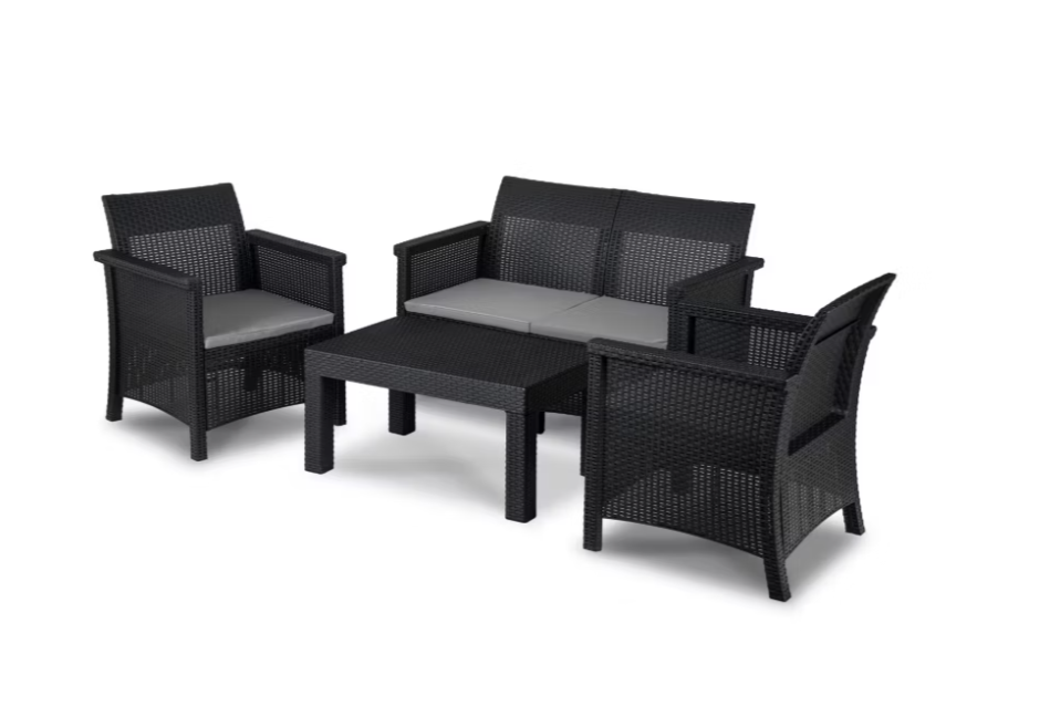 Zestaw Mebli Ogrodowych Na Taras Ogród Technorattan Czarny BRENTA