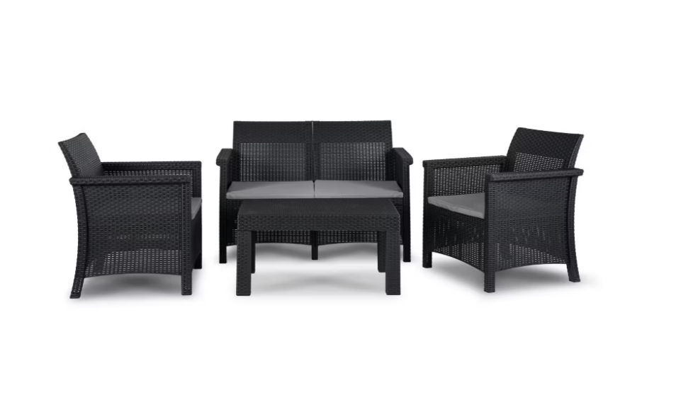 Zestaw Mebli Ogrodowych Na Taras Ogród Technorattan Czarny BRENTA