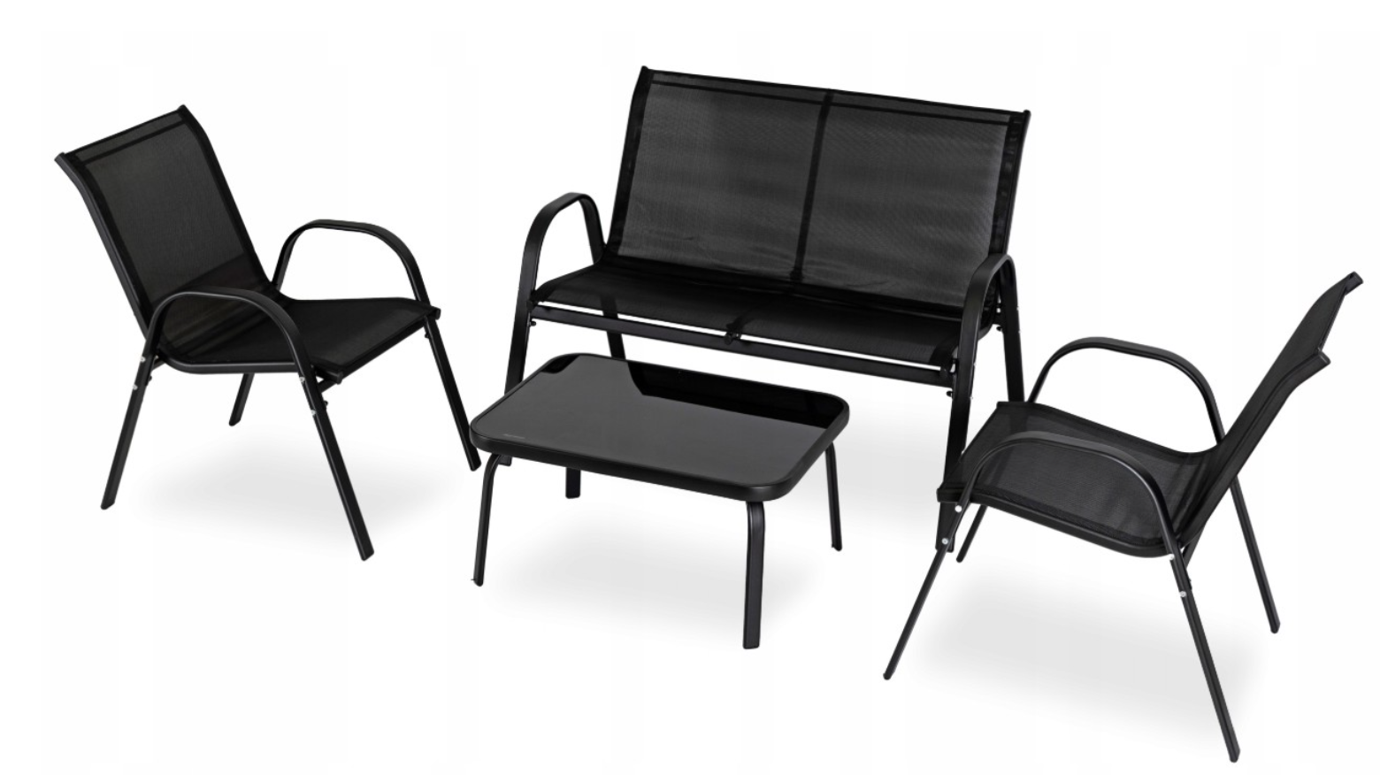 Zestaw Mebli Ogrodowych Ławka + Krzesło + Stolik Na Taras Czarne MINNESOTA Leroy Merlin