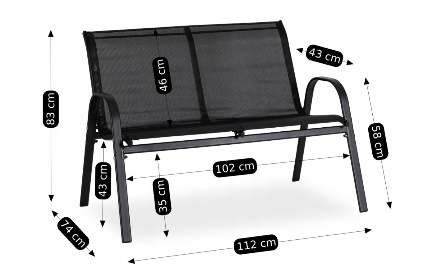 Zestaw Mebli Ogrodowych Ławka + Krzesło + Stolik Na Taras Czarne MINNESOTA Leroy Merlin