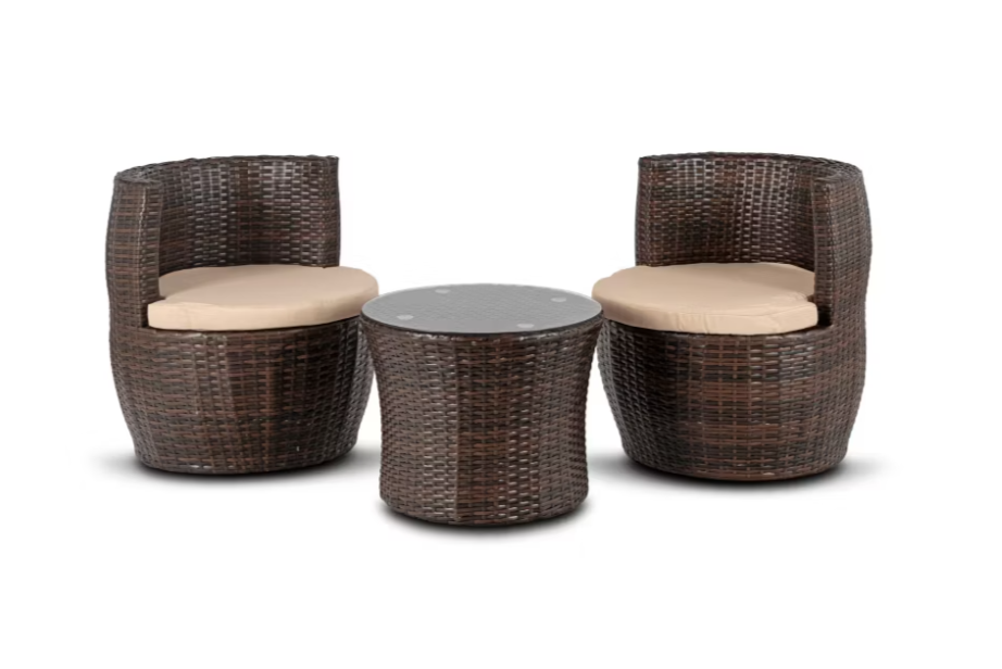 Zestaw Mebel Elite Mebli Ogrodowych Na Taras Ogród Balkon Mały Kawowy Brązowy FRIO 1 kpl.