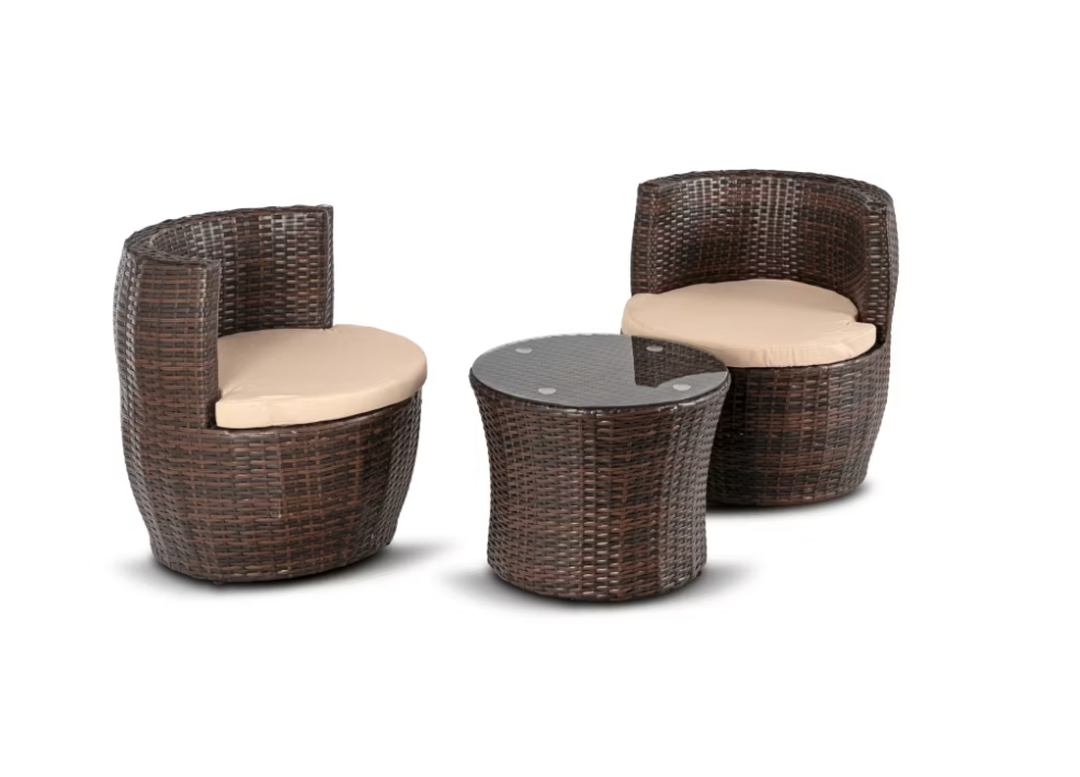 Zestaw Mebel Elite Mebli Ogrodowych Na Taras Ogród Balkon Mały Kawowy Brązowy FRIO 1 kpl.