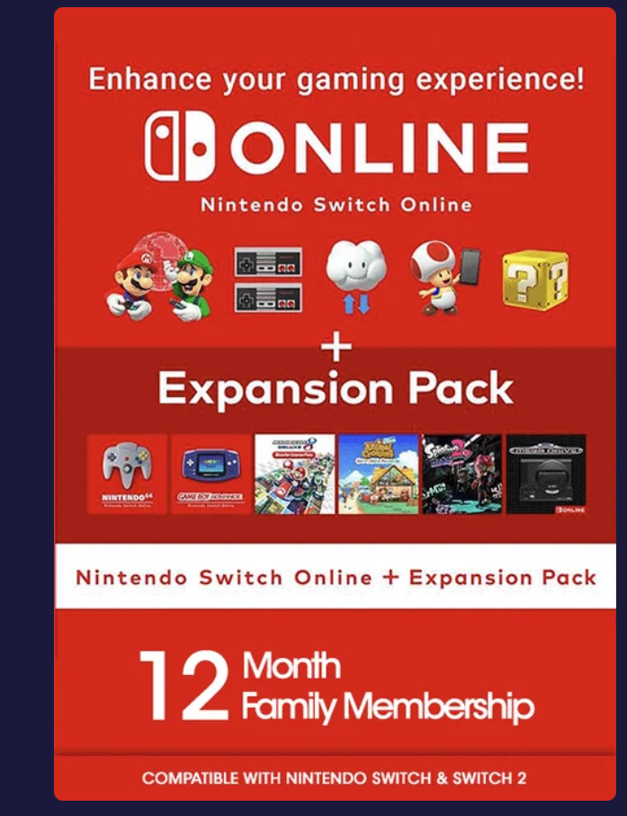 Nintendo Switch Online 12 miesięcy Family Membership + Expansion Pack