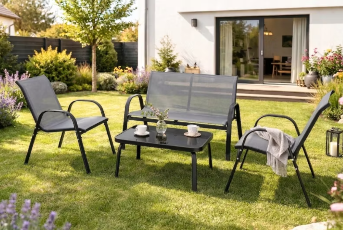 Zestaw Mebel Elite Mebli Ogrodowych Na Taras Ogród Komplet Textilene Szary MINNESOTA 1 kpl.