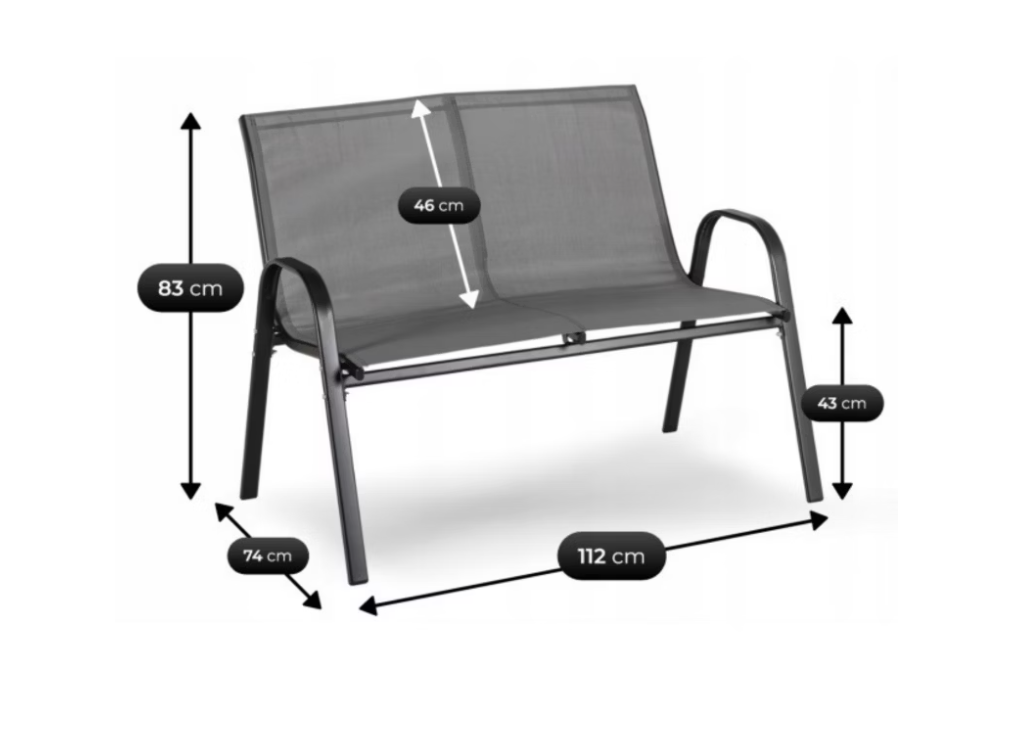 Zestaw Mebel Elite Mebli Ogrodowych Na Taras Ogród Komplet Textilene Szary MINNESOTA 1 kpl.