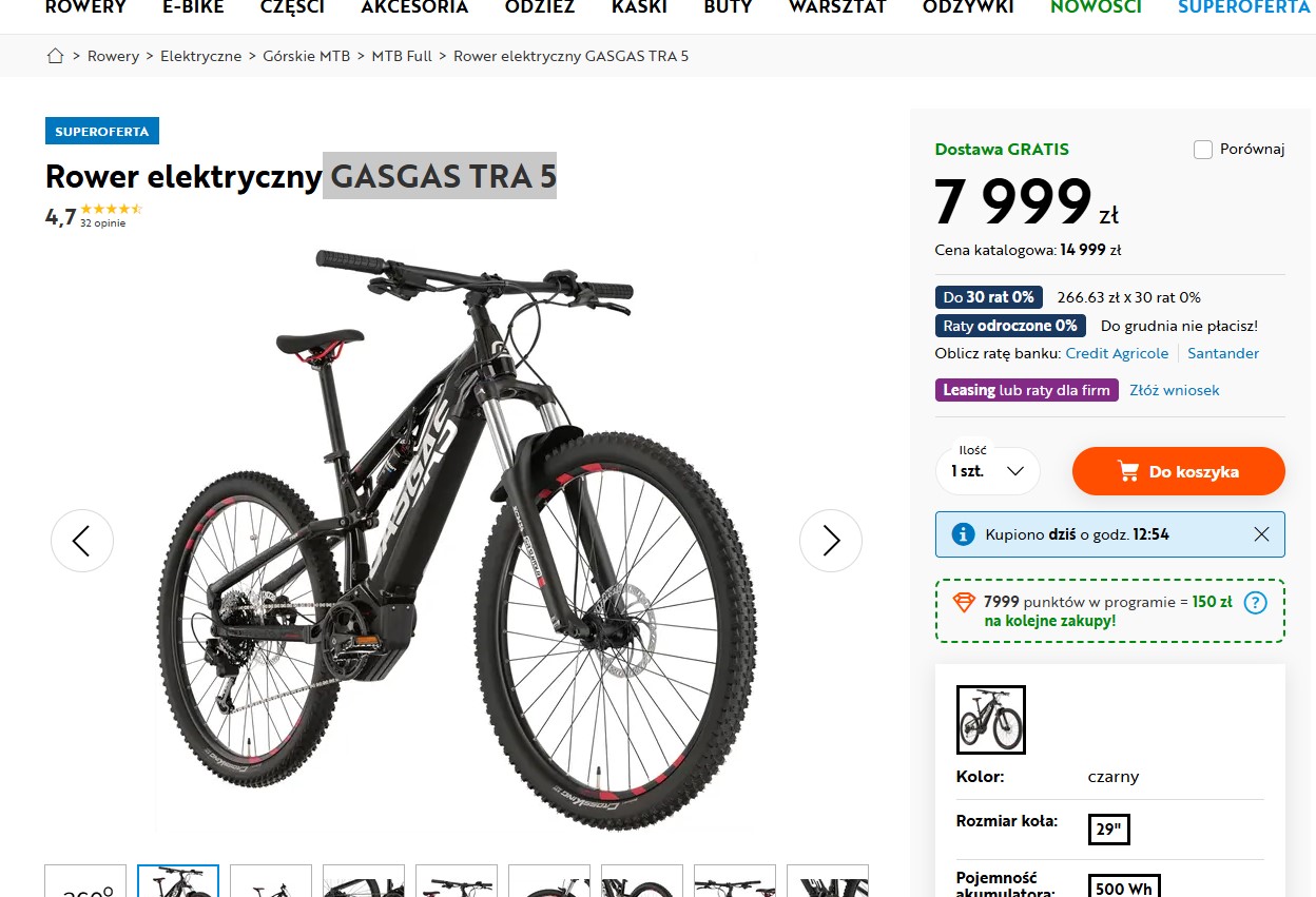 Rower elektryczny GASGAS TRA 5
