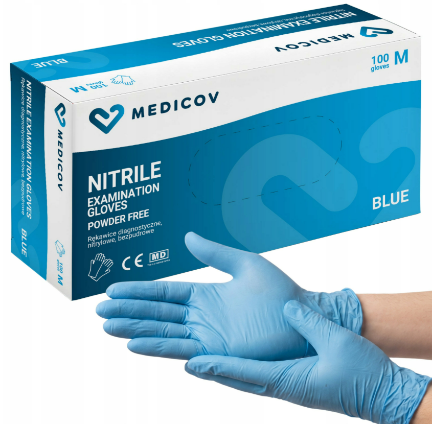RĘKAWICZKI NITRYLOWE NIEBIESKIE 100 szt M