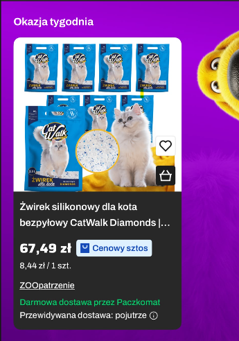 Żwirek silikonowy dla kota bezpyłowy CatWalk Diamonds | zestaw 8 szt