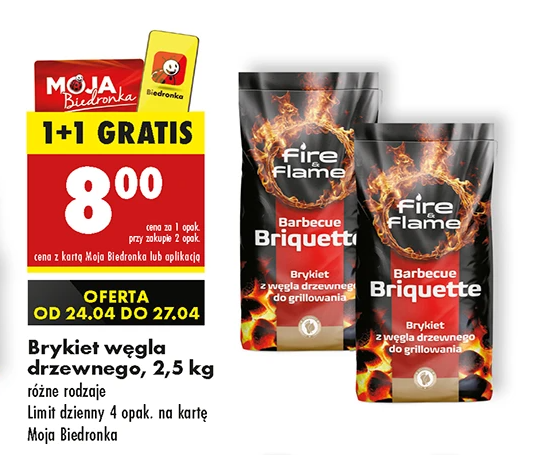Brykiet węgla drzewnego 2,5 kg 1+1 gratis