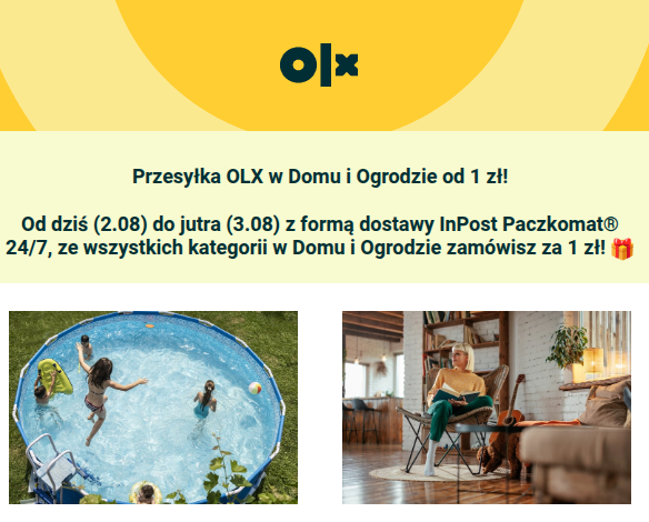Przesyłka OLX w Domu i Ogrodzie od 1 zł!