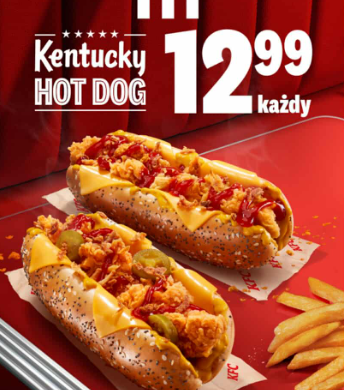 Kentucky Hot Dog za 12,99 zł każdy