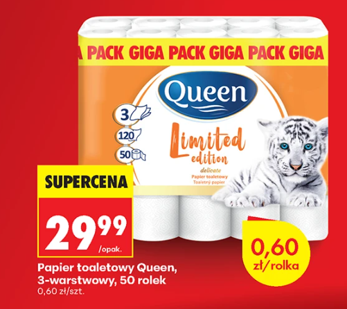 Biedronka - Papier toaletowy Queen 3-warstwowy 50 rolek