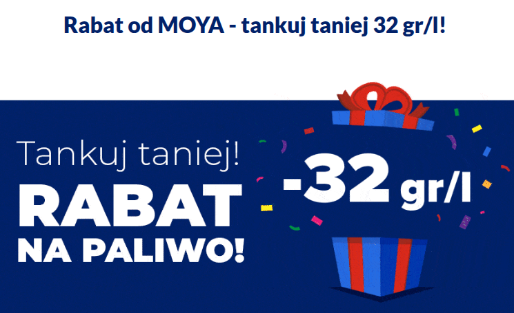 Paliwo tańsze o 32 gr na stacjach MOYA od piątku do niedzieli