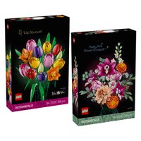 LEGO 11501 ICONS Bukiet tulipanów + LEGO 10342 ICONS Botanicals Piękny bukiet różowych kwiatów