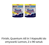 Finish, Quantum All in 1 Kapsułki do zmywarki Lemon, 2 x 90 sztuk