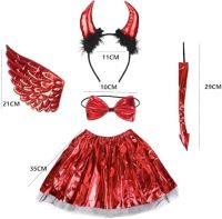 5-częściowy zestaw karnawałowych skrzydeł diabła, kostium diabła