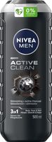 NIVEA MEN Active Clean Męski Żel pod prysznic 3w1 - Do twarzy, ciała i włosów Oczyszczający 500 ml