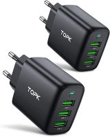 Zestaw 2 ładowarek TOPK 17W, 3x USB