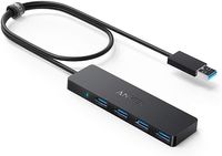 Anker AK-A7516012 Hub z 4 Portami USB 3.0, 60 x 3 x 1 cm, Czarny/Niebieski