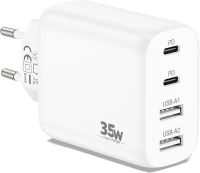 MatauMahi Ładowarka USB C z 4 Portami (2C2A) - Biały, Szybka Ładowarka 35W