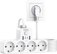 Listwa zasilająca z 4 gniazdami wtykowymi z 4 wtyczkami USB