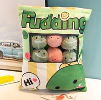 Pluszowa poduszka „Pudding Dinozaur” – kawaii 2w1 z mini maskotkami