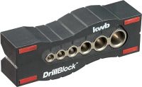 kwb Pomoc do wiercenia/szablon do wiercenia Ø 4-12 mm DrillBlock do prostokątnych/prostych i precyzyjnych otworów na powierzchniach, materiałach okrągłych i krawędziach wraz z punktami chwytu