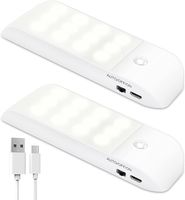 Ozvavzk lampka nocna LED z czujnikiem ruchu, 2 sztuki, światło LED, ładowanie przez USB, lampa kuchenna z 3 trybami pracy, do garderoby, garażu, pokoju dziecięcego, na korytarz, nad schody