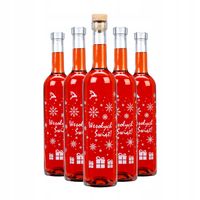 5x BUTELKA FUTURA 500 ml Z NADRUKIEM ŚWIĄTECZNYM NA PREZENT NALEWKI LIKIER