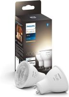 Philips Hue Białe inteligentne żarówki LED GU10, kompatybilne z Bluetooth, 2-pak, współpracuje z Alexa, Google Assistant i Apple Homekit