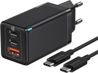 Baseus Ładowarka 65W, Power Delivery z GaN Tech, PD3.0 i QC3.0, z szybkim kablem USB C 100W