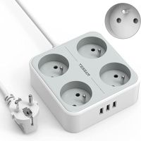 Listwa zasilająca TESSAN USB z 4 gniazdami i 3 portami USB