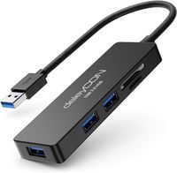 deleyCON 3-portowy HUB USB 3.0 z czytnikiem kart koncentrator danych Przedłużenie USB do 5Gbit/s Czytnik kart pamięci SDHC micro SD Windows i Mac 3x rozdzielacz portów USB3.0