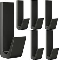 Wieszak na ręczniki, bez wiercenia, czarny, matowy, samoprzylepny, do łazienki, sypialni, drzwi, 6 sztuk