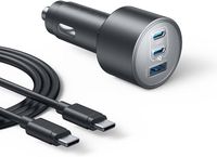 Ładowarka samochodowa Anker USB-C, 167,5W Max 3-portowa ultrakompaktowa szybka ładowarka samochodowa typu C, do MacBook Pro/Air, iPhone 15/14 / 13, Samsung S24 / S23, iPad Pro, AirPods