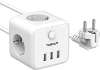 TESSAN Listwa Zasilająca z 3 Gniazda i 3 Portami USB