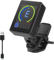 Aomig Capodastre tuner z klipsem do gitary, przenośny tuner do gitary chromowanej, tunery cyfrowe akcesoria gitarowe basowe, skrzypce (model kolorowego ekranu)