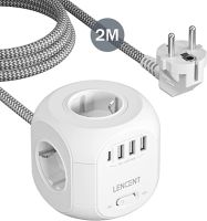 LENCENT-8 w 1 Listwa Zasilająca Pleciony kabel 2M