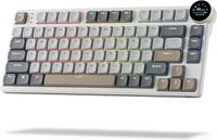 RK ROYAL KLUDGE N80 Klawiatura mechaniczna z inteligentnym wyświetlaczem i przyciskiem, 75% bezprzewodowa klawiatura mechaniczna BT/2.4G/USB-C, kompatybilna z hot swap, obsługa oprogramowania, 80