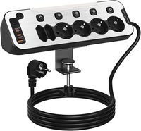 Listwa Zasilająca na Biurko,Listwa Zasilająca Przeciwprzepięciowa z Niezależnym Wyłącznikami 6 Gniazda,PD20W Rozgałęziacz do Gniazdka ze Zdejmowaną,Stałą Aluminiową Podstawą na Biurko,Kabel 2M,Czarna