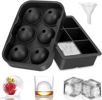 Foremka na kostki lodu, silikonowa, duża, do piwa, whisky, soku owocowego, 2 sztuki, czarna