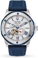 Bulova Męski analogowy zegarek mechaniczny z silikonową bransoletką 98A225